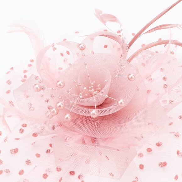 Fascinators Hat Flower Mesh Ribbons Feathers On A Headband And A Clip 7449 - Picture 6 of 8